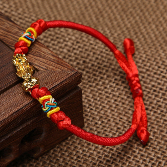 Buddhisoul Handmade Red String Pixiu Bracelet