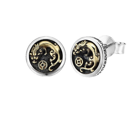 Buddhisoul S925 Silver 3D Pixiu Stud Earrings