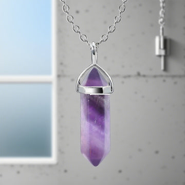 Buddhisoul Natural Gemstone Hexagonal Point Pendant Necklace