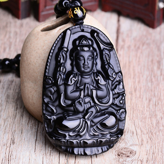 Buddhisoul Obsidian Zodiac Buddha Pendant
