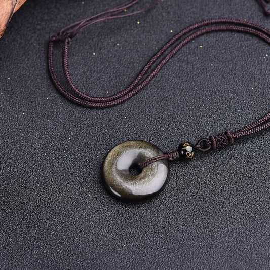 Buddhisoul Tibetan Obsidian Protection Necklace