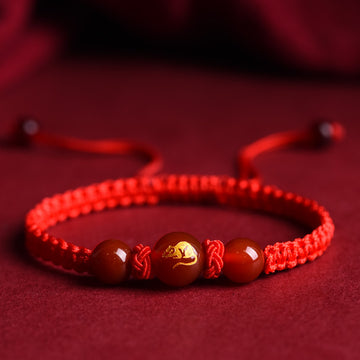 Buddhisoul Zodiac Red Agate Red String Bracelet