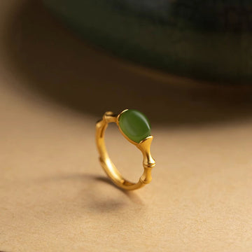 BuddhiSoul Hetian Jade Cabochon Ring