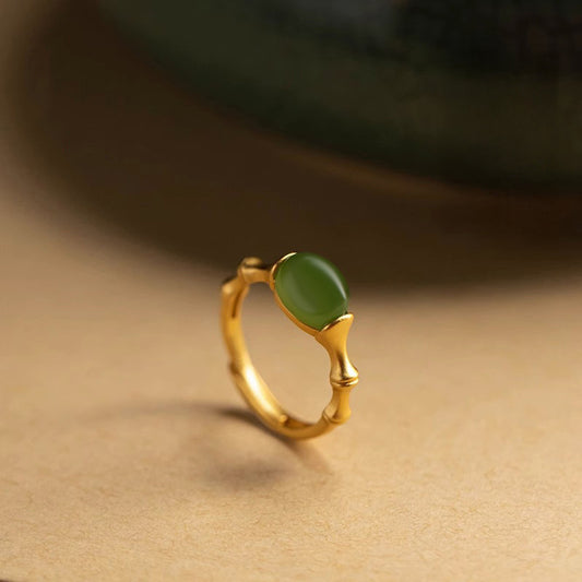 BuddhiSoul Hetian Jade Cabochon Ring