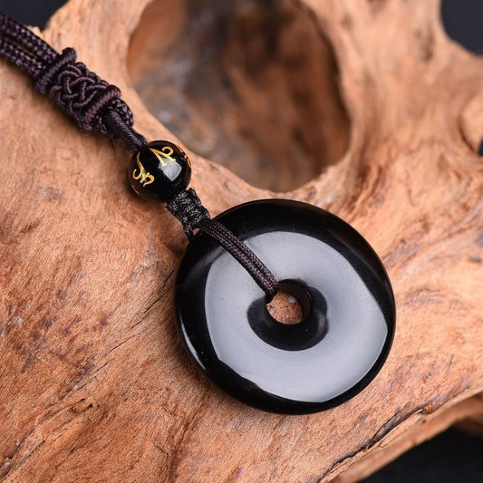 Buddhisoul Tibetan Obsidian Protection Necklace