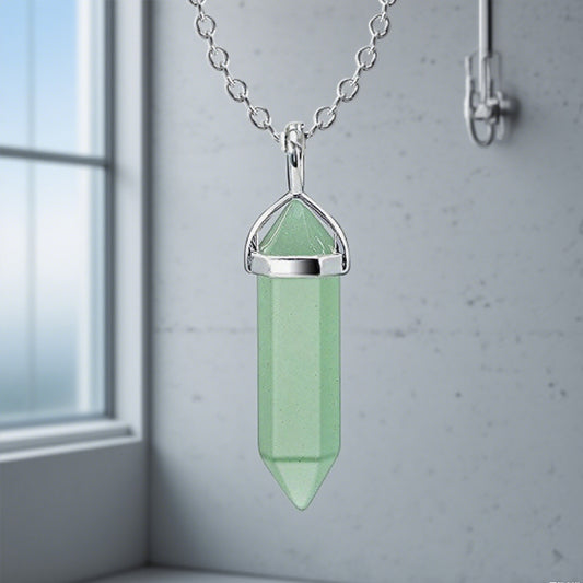 Buddhisoul Natural Gemstone Hexagonal Point Pendant Necklace