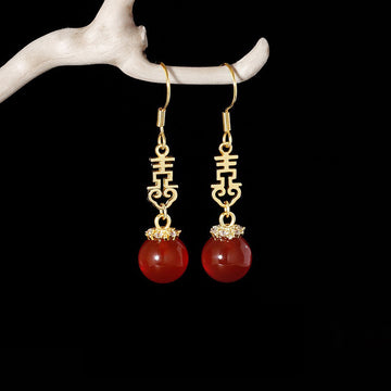 Buddhisoul “Double Happiness” Southern Red Agate Earrings