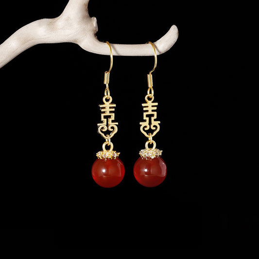 Buddhisoul “Double Happiness” Southern Red Agate Earrings