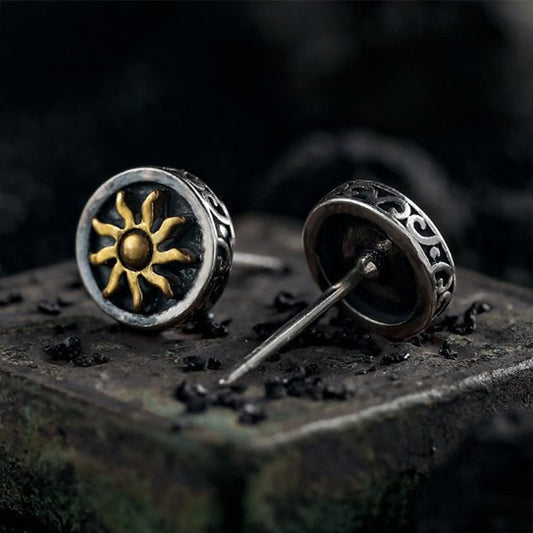 Buddhisoul S925 Sterling Silver Sun Totem Stud Earrings