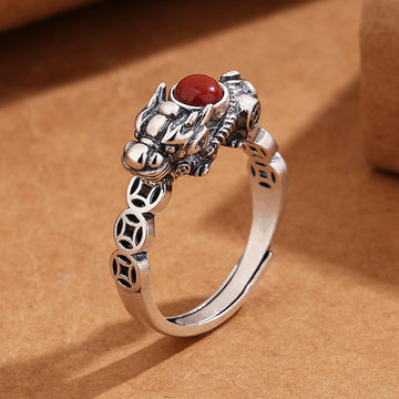 BuddhiSoul Nanhong Agate · Pixiu Adjustable Ring
