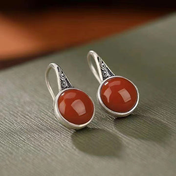 Buddhisoul Matte South Red Agate Hollow Earrings