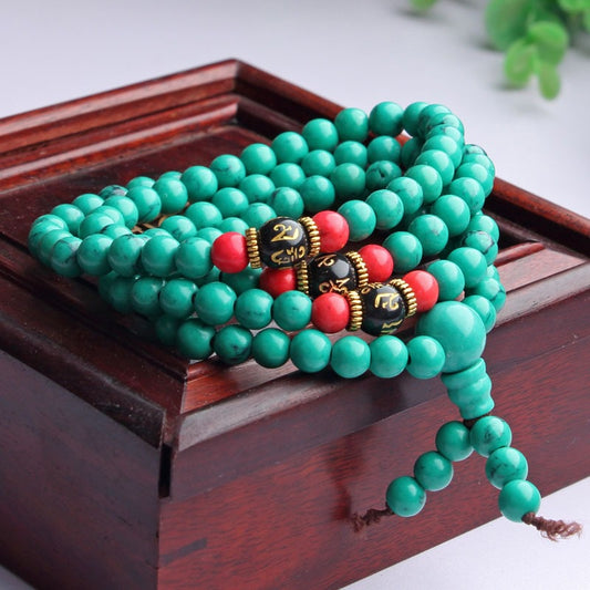Buddhisoul Turquoise Tibetan 108 Beads Bracelet