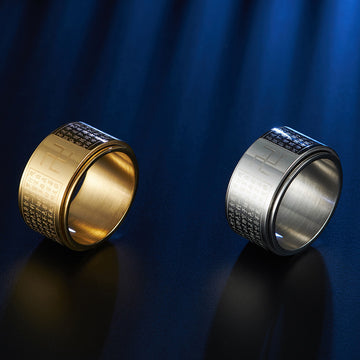 Buddhisoul Titanium Steel Rotatable Heart Sutra Ring