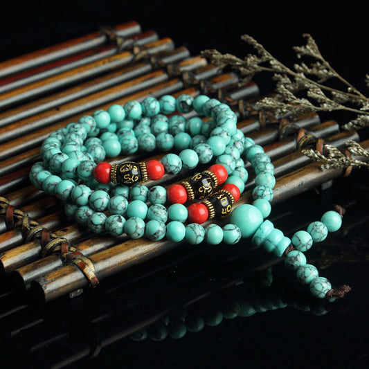 Buddhisoul Turquoise Tibetan 108 Beads Bracelet